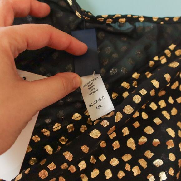 NEW Swimsuits for All Black Gold Dot Swimsuit Cover Up Kaftan Dress Size M/L - Picture 4 of 7